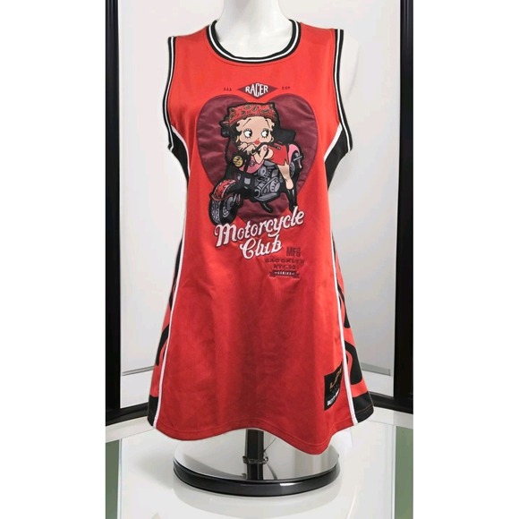 Betty Boop Dresses & Skirts - Betty Boop Racer Motorcycle Club Flame Mini Dress/ Tunic Lady Elite XL Red Black